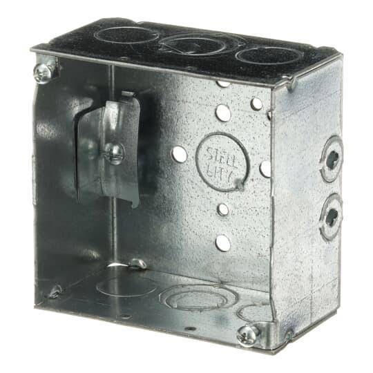 Steel City® 52171-N Outlet Box, Steel, 30.3 cu-in Capacity, (1) Outlets, (11) Knockouts, 4 in H x 4 in W x 2-1/8 in D
