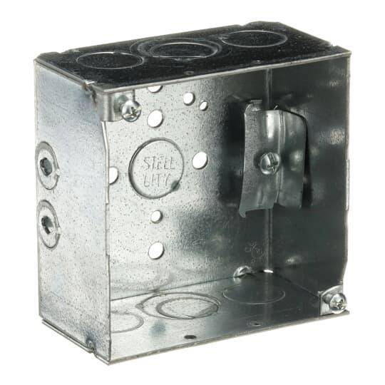 Steel City® 52171-N Outlet Box, Steel, 30.3 cu-in Capacity, (1) Outlets, (11) Knockouts, 4 in H x 4 in W x 2-1/8 in D
