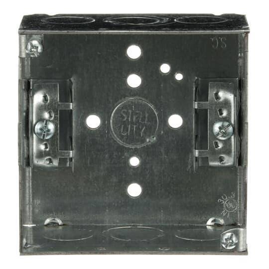 Steel City® 52171-X Outlet Box, Steel, 30.3 cu-in Capacity, (1) Outlets, (11) Knockouts, 4 in H x 4 in W x 2-1/8 in D