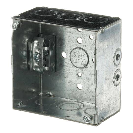 Steel City® 52171-X Outlet Box, Steel, 30.3 cu-in Capacity, (1) Outlets, (11) Knockouts, 4 in H x 4 in W x 2-1/8 in D