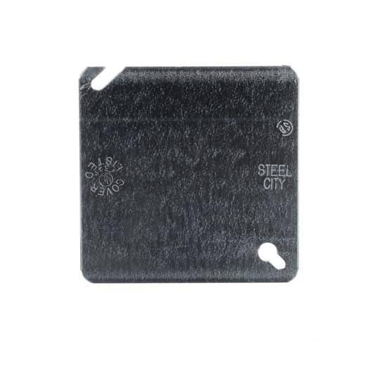 Steel City® 52-C-1 Outlet Box Cover, 4 in L x 4 in W, Blank/Flat Cover, Steel