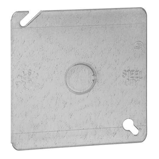 Steel City® 52-C-6 Outlet Box Cover, 4 in L x 4 in W, Flat Cover, Steel