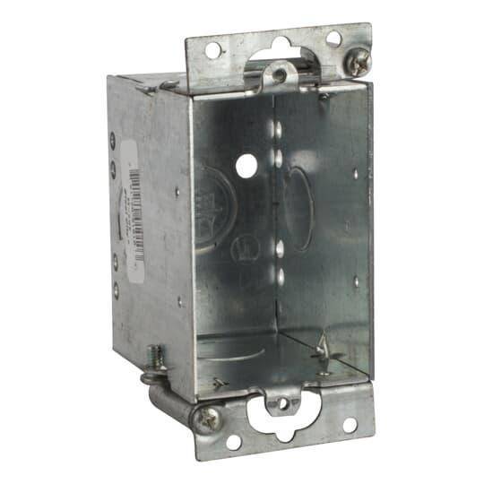 Steel City® 53-OWE Gangable Switch Box, Steel, 14 cu-in Capacity, 1 Gang, 1 Outlet, 8 Knockouts, 2 in W x 2-3/4 in D x 3 in H