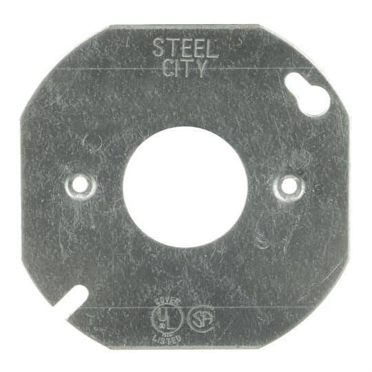 Steel City® 5401-LR Center Blanked Flat Box Cover, 4 in Dia, Steel