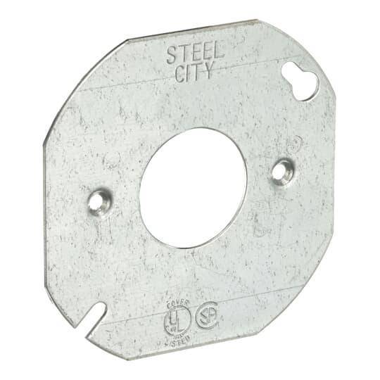 Steel City® 5401-LR Center Blanked Flat Box Cover, 4 in Dia, Steel