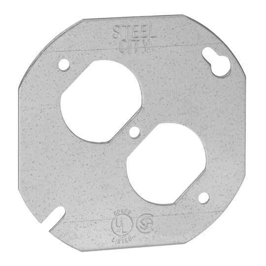 Steel City® 5402-LR Center Blanked Flat Box Cover, 4 in Dia, Steel
