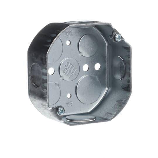 Steel City® 541511/23/4-30 Drawn Style Box, Steel, 15.8 cu-in Capacity, 1 Outlets, 9 Knockouts, 1-1/2 in D