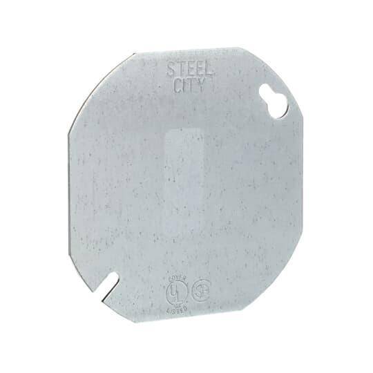 Steel City® 54-C-1 Flat Blank Box Cover, 4 in Dia, Steel