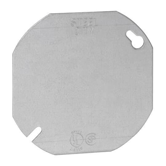 Steel City® 54C1-25R Flat Outlet Box Cover, 4 in Dia, Blank Cover, Steel