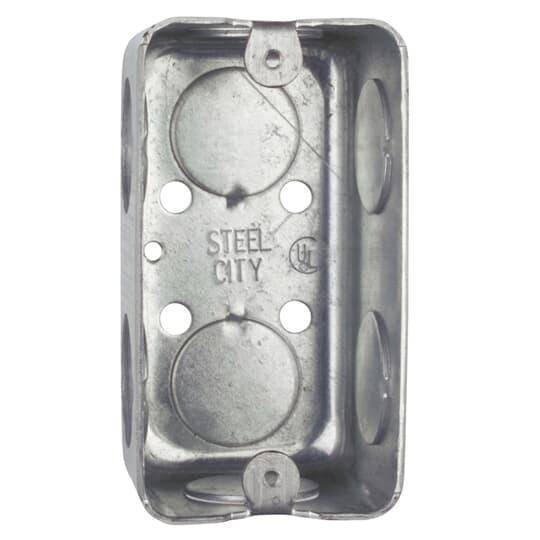 Steel City® 58361-3/4-CN Drawn Construction Utility Box With Ground Screw, Steel, 13 cu-in, 1 Gang, 1 Outlet, 8 Knockouts
