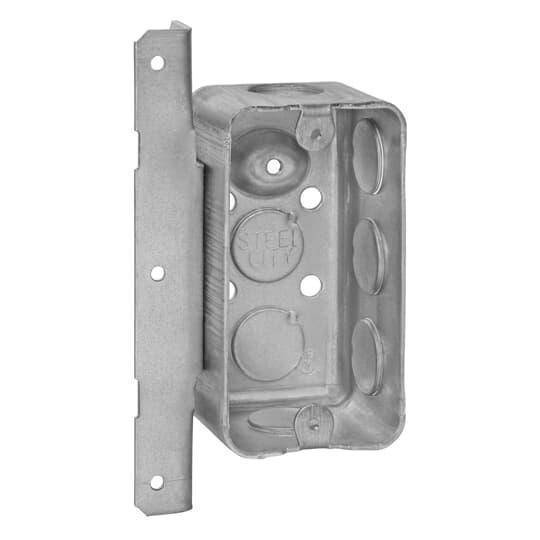 Steel City® 58361T12-18R Drawn Construction Utility Box, Steel, 13 cu-in Capacity, 1 Gangs, 1 Outlets