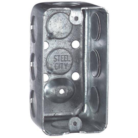 Steel City® 5836112-50R Drawn Construction Utility Box, Steel, 13 cu-in, 1 Gang, 1 Outlet, 10 Knockouts