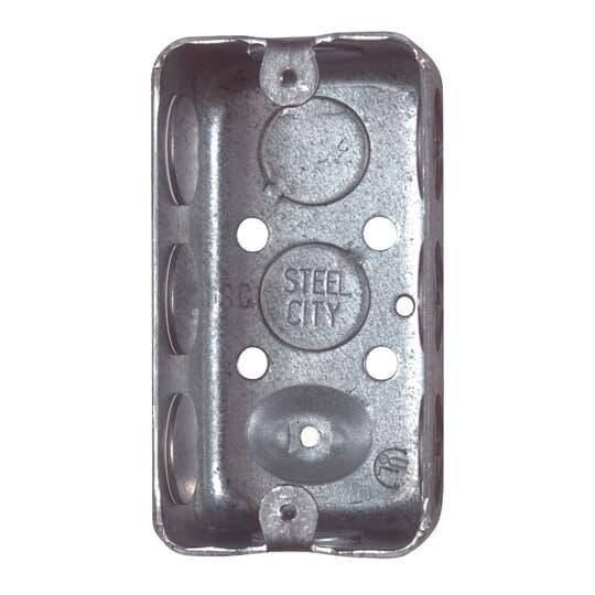 Steel City® 58371-1/2-W/O-BC Drawn Construction Utility Box, Steel, 14.5 cu-in, 1 Gang, 1 Outlet, 10 Knockouts