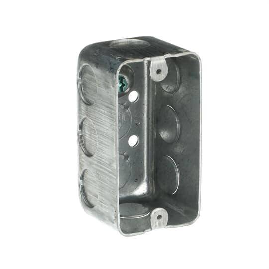 Steel City® 58371-1/2-CN Drawn Style Utility Box, Steel, 14.5 cu-in Capacity, 1 Gangs, 1 Outlets, 10 Knockouts