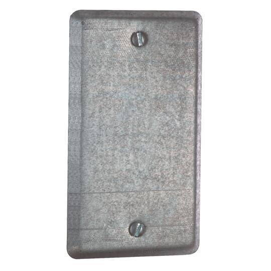 Steel City® 58C1-25R Outlet Utility Box Cover, 4 in L x 2-1/8 in W x 1/4 in D, Blank Cover, Steel