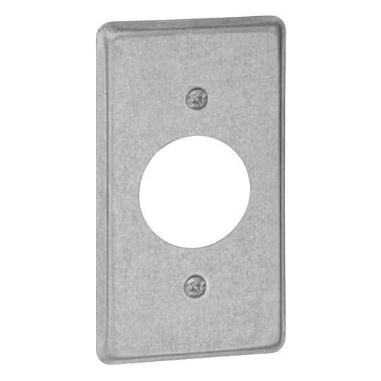 Steel City® 58C5-25R Outlet Utility Box Cover With 1-13/32 in Dia Hole, 4 in L x 2-1/8 in W x 1/4 in D, Single Receptacle Cover, Steel
