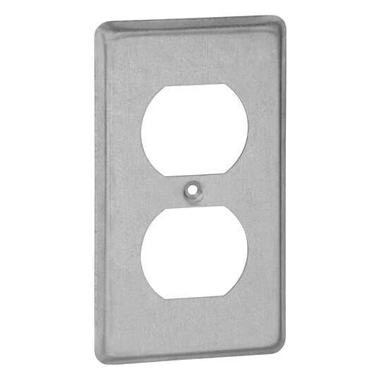 Steel City® 58C7-25R Outlet Utility Box Cover, 4 in L x 2-1/8 in W x 1/4 in D, Duplex Flush Receptacle Cover, Steel