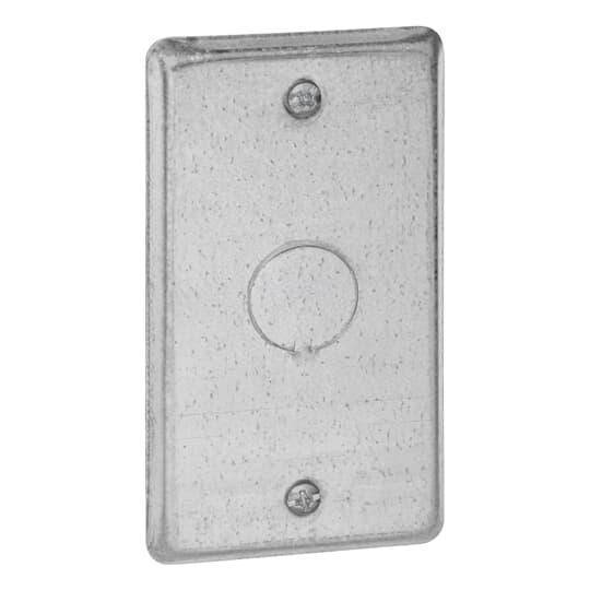Steel City® 58C6-25R Outlet Utility Box Cover With Knockout, 4 in L x 2-1/8 in W x 1/4 in D, Blank Cover, Steel