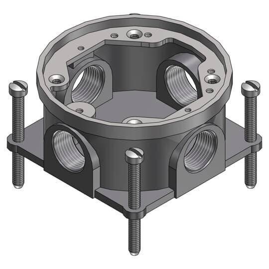Steel City® 604-AL-SC Flush Service Floor Box With Aluminum Trim Ring, Cast Iron, 15 cu-in Capacity, 1 Gang, 4 in L x 4-1/4 in W x 2 in H