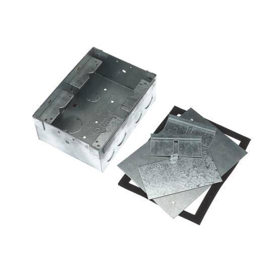 Steel City® 62W 60W Flush Service Floor Box, Stamped Steel, 60 cu-in Capacity, 2 Gangs, 12 Knockouts, 7-1/16 in L x 5-5/16 in W x 2-13/16 in H