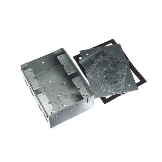 Steel City® 62W 60W Flush Service Floor Box, Stamped Steel, 60 cu-in Capacity, 2 Gangs, 12 Knockouts, 7-1/16 in L x 5-5/16 in W x 2-13/16 in H
