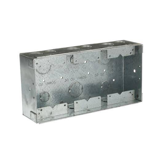 Steel City® 63W Flush Service Floor Box, Stamped Steel, 90 cu-in Capacity, 3 Gangs, 18 Knockouts, 10-1/4 in L x 5-5/16 in W x 2-13/16 in D