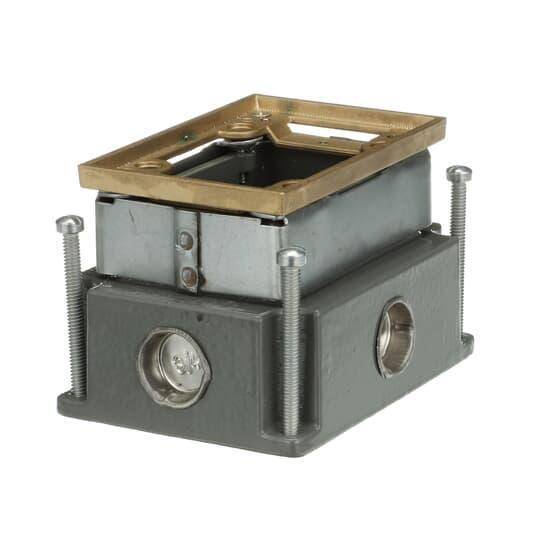 Steel City® 641 Fully Adjustable Flush Service Floor Box With Steel Adjustable Frame, Cast Iron, 35 cu-in Capacity, 1 Gangs, 5-1/2 in L x 4 in W x 3-5/8 in D