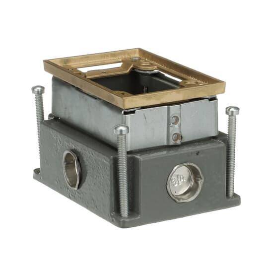 Steel City® 641-1 640 Fully Adjustable Flush Service Floor Box, Cast Iron, 35 cu-in Capacity, 1 Gangs, 5-1/2 in L x 4 in W x 3-5/8 in H