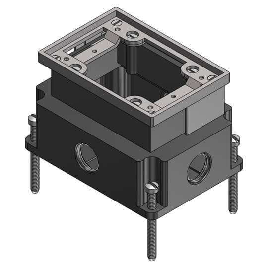 Steel City® 641-AL 640 Fully Adjustable Flush Service Floor Box With Aluminum Trim Ring, Aluminum, 35 cu-in Capacity, 1 Gangs, 5-1/2 in L x 4 in W x 3-5/8 in H
