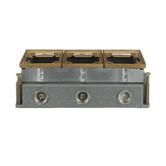 Steel City® 643 640 Fully Adjustable Flush Service Floor Box, Cast Iron, 111 cu-in Capacity, 3 Gangs, 5-1/2 in L x 10 in W x 3-5/8 in H