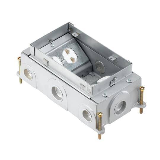 Steel City® 664-CI Recessed Service Floor Box, Cast Iron, 90 cu-in Capacity, 2 Gangs, 9-15/16 in L x 5-3/32 in W x 3-3/4 in H