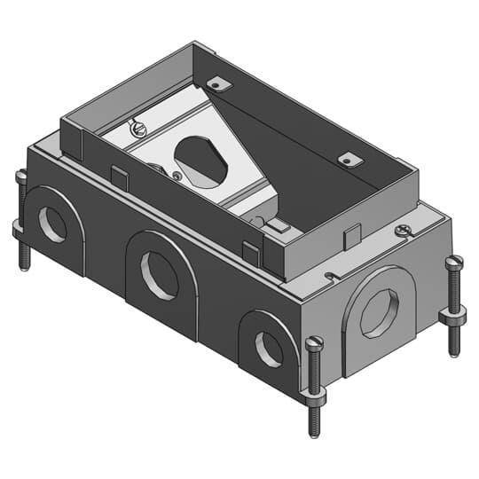 Steel City® 664-CI-1-1/4 Recessed Service Floor Box, Cast Iron, 90 cu-in Capacity, 2 Gangs, 9-15/16 in L x 5-3/32 in W x 3-3/4 in H