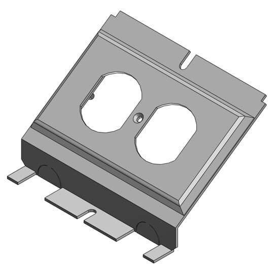 Steel City® 664-RP Recessed Service Device Plate, For Use With 664 SC/664 CI Floor Box, 3/4 in, 1 in Conduit Hub, 90 cu-in Capacity, Steel