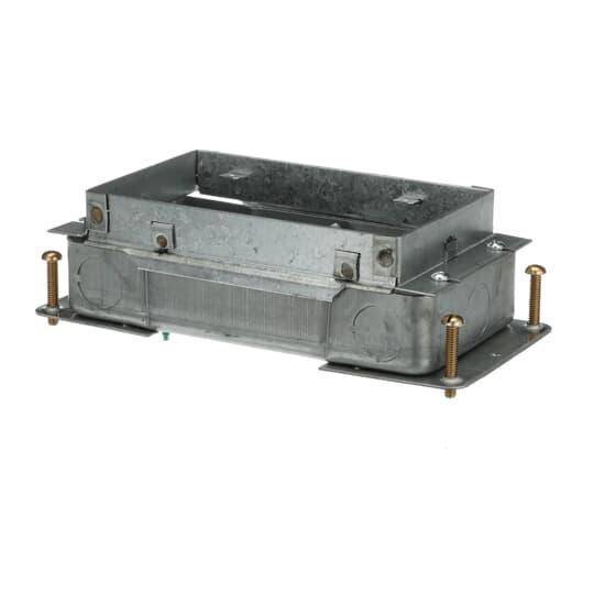 Steel City® 664-S Shallow Recessed Service Floor Box, Stamped Steel, 70 cu-in Capacity, 2 Gangs, 6 Knockouts, 10-1/4 in L x 4-11/16 in W x 2-7/8 in H