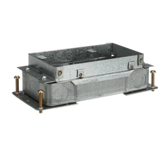 Steel City® 664-S Shallow Recessed Service Floor Box, Stamped Steel, 70 cu-in Capacity, 2 Gangs, 6 Knockouts, 10-1/4 in L x 4-11/16 in W x 2-7/8 in H