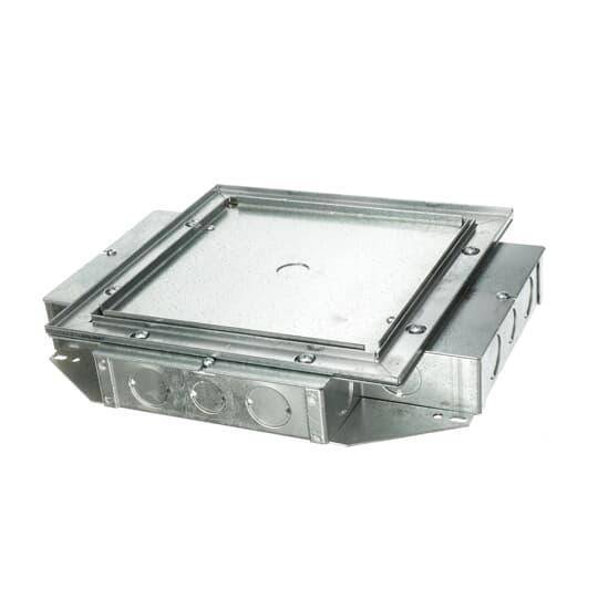 Steel City® 668-S Recessed Service Ultra Shallow Floor Box, Stamped Steel, 192 cu-in Capacity, 4 Gangs, 13-1/4 in L x 15-1/4 in W x 2-1/2 in H