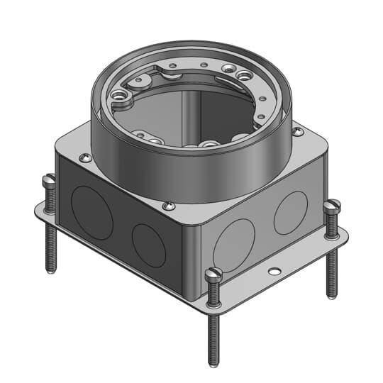 Steel City® 68-D-AL Deep Flush Service Floor Box With Aluminum Trim Ring, Aluminum, 60 cu-in Capacity, 1 Gang, 4-11/16 in L x 4-1/4 in W x 3-5/8 in H