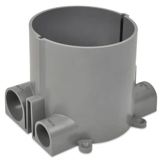 Steel City® 68-HP Flush Service Non-Metallic Floor Box, 140 cu-in Capacity, 3 Gangs, 3 Outlets, 8-1/8 in H x 6 in D