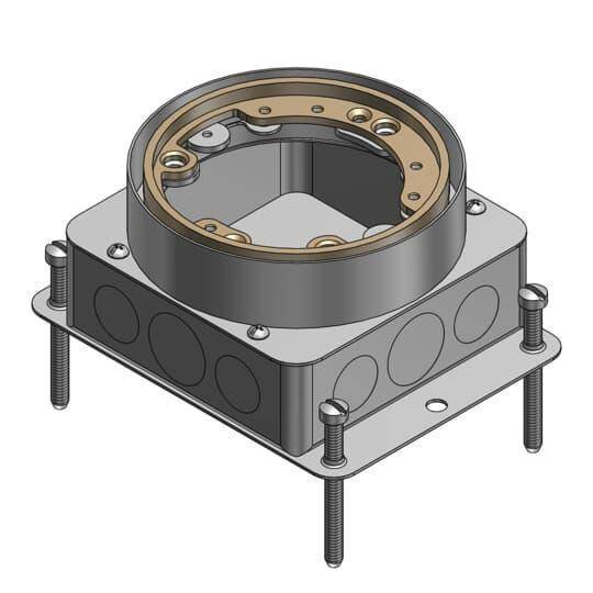 Steel City® 68-S Concretetight Fully Adjustable Flush Service Shallow Floor Box, Stamped Steel, 47 cu-in Capacity, 1 Gang, 6 Knockouts, 4-11/16 in L x 4-1/4 in W x 2-3/4 in H
