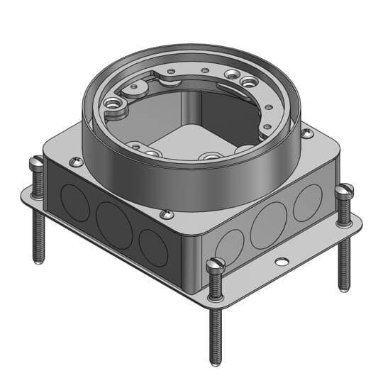 Steel City® 68-S-AL Flush Service Shallow Floor Box With Aluminum Trim Ring, Aluminum, 47 cu-in Capacity, 1 Gang, 6 Knockouts, 4-11/16 in L x 4-1/4 in W x 2-3/4 in H