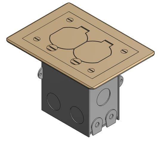 Steel City® 71W-DS-C Flush Service Tamper Resistant Floor Box Kit With Insulated Ground Wire, Steel, 18 cu-in Capacity, 1 Gangs, 3 in L x 2 in W x 3-1/2 in H