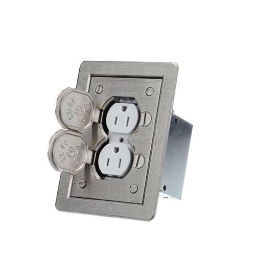 Steel City® 71W-DS-N-C Flush Service Tamper Resistant Floor Box Kit With Insulated Ground Wire, Steel, 18 cu-in Capacity, 1 Gangs, 3 in L x 2 in W x 3-1/2 in H