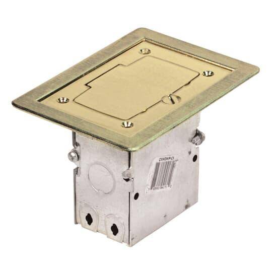 Steel City® 71W-GFCI Flush Service Floor Box Kit, Stamped Steel, 18 cu-in Capacity, 1 Gangs, 3 in L x 2 in W x 3-1/2 in H