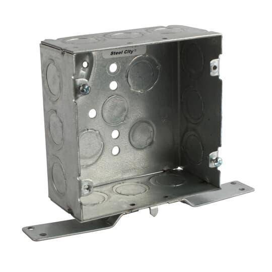 Steel City® 72171CV-1/2-3/4 Outlet Box, Steel, 42 cu-in Capacity, (1) Outlets, (17) Knockouts, 4-11/16 in H x 4-11/16 in W x 2-1/8 in D