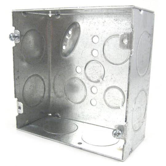 Steel City® 72171-1 Outlet Box, Steel, 42 cu-in Capacity, (1) Outlets, (13) Knockouts, 4-11/16 in H x 4-11/16 in W x 2-1/8 in D