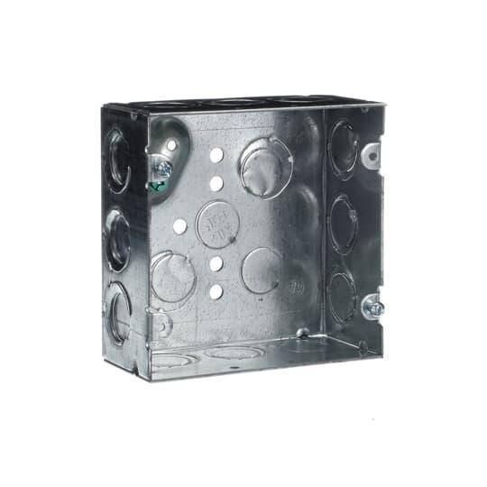 Steel City® 72171-1/23/4ECN Outlet Box, Steel, 42 cu-in Capacity, (1) Outlets, (16) Knockouts, 4-11/16 in H x 4-11/16 in W x 2-1/8 in D
