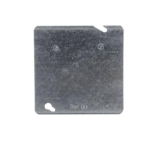 Steel City® 72-C-1 Outlet Box Cover, 4-11/16 in L x 4-11/16 in W, Blank/Flat Cover, Steel