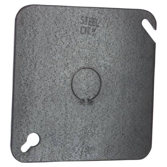 Steel City® 72-C-6 Outlet Box Cover, 4-11/16 in L x 4-11/16 in W, Flat Cover, Steel