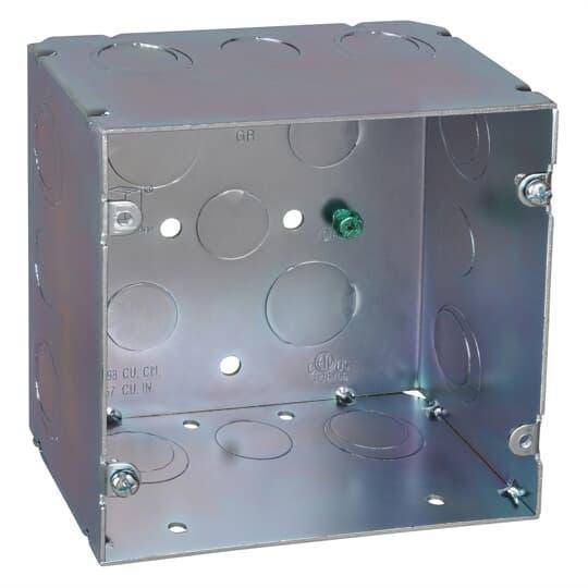 Steel City® 5 SQUARE® 82181-1234 Fire Signal Box, Steel, 64 cu-in Capacity, 1 Outlet, 17 Knockouts, 5 in W x 2-7/8 in D x 5 in H