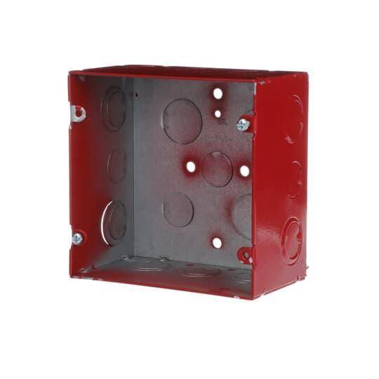Steel City® 5 SQUARE® 82181-1234-RD Fire Signal Box, Steel, 64 cu-in Capacity, 1 Outlet, 17 Knockouts, 5 in W x 2-7/8 in D x 5 in H